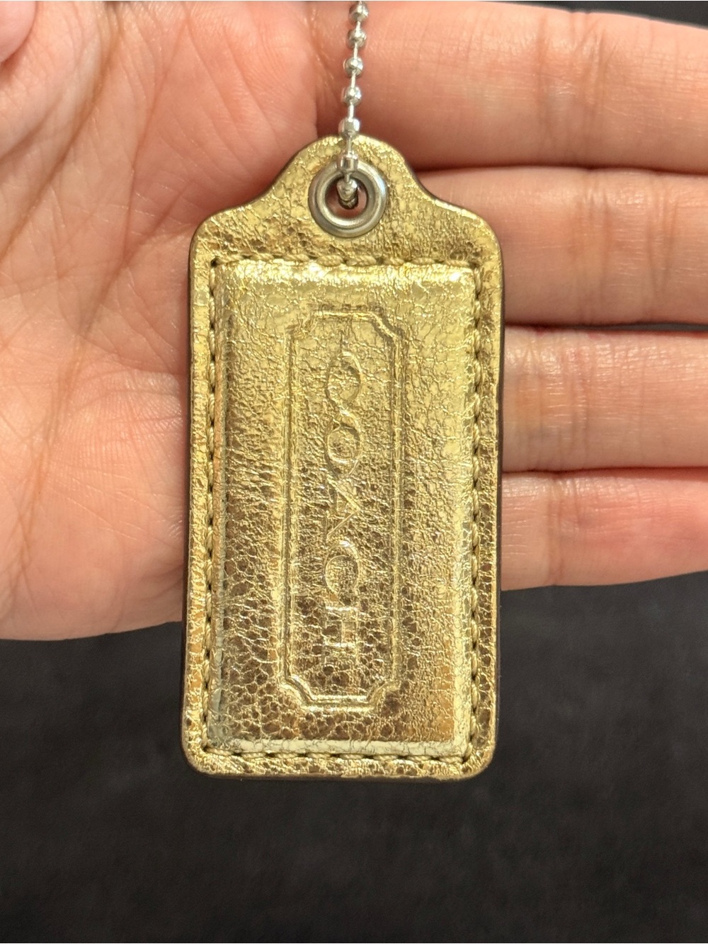 2.5" Medium Y2K Coach Leather Key Fob Bag Charm Keychain Hang Tag/Hangtag